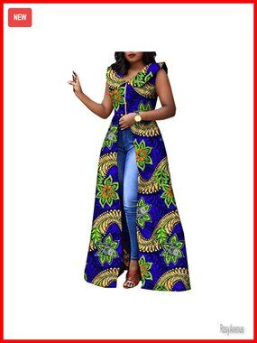Plus Size Ankara African Dress Ball Gown Sleeveless Split Party Cocktail